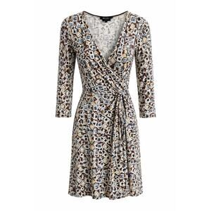 BCBG MAXAZRIA Wrap Dress Size Large Petite Geometric Print Office Work Brown